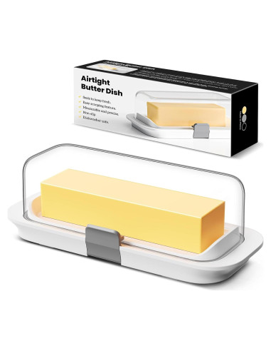 Plato para Mantequilla Hermético Pisol Blanco 20.4x8.4cm