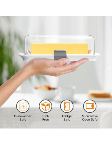 Plato para Mantequilla Hermético Pisol Blanco 20.4x8.4cm