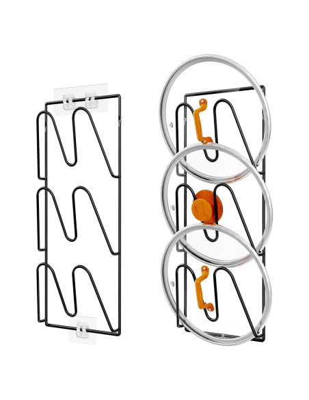 Organizador de Tapas de Olla Durmmur 2 Paquetes 6 Niveles Negro