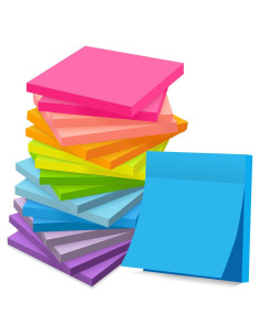Notas Adhesivas YEECOK 3x3 cm, 18 Pads, Colores Brillantes