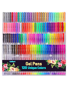120 Bolígrafos de Gel Multicolor Caliart - Punta Fina 0.7-1.0mm