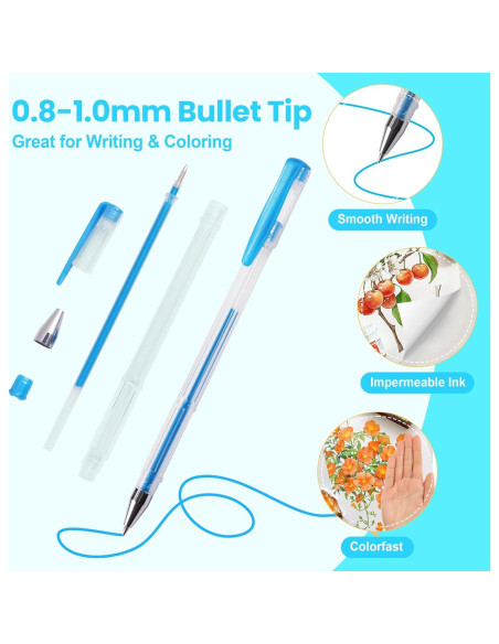 120 Bolígrafos de Gel Multicolor Caliart - Punta Fina 0.7-1.0mm