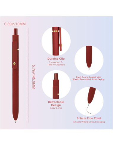 Bolígrafos de Gel Ddaowanx 0.5mm Retráctiles Multicolor 6Pcs