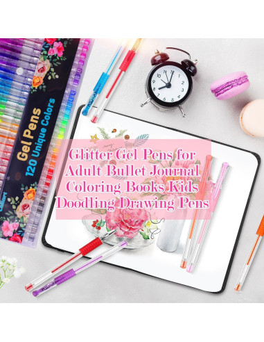 120 Bolígrafos de Gel Multicolor Caliart - Punta Fina 0.7-1.0mm