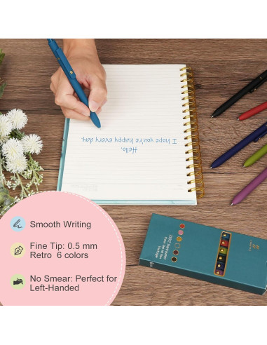 Bolígrafos de Gel Ddaowanx 0.5mm Retráctiles Multicolor 6Pcs