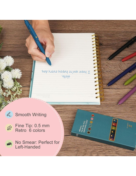 Bolígrafos de Gel Ddaowanx 0.5mm Retráctiles Multicolor 6Pcs