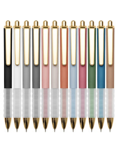 Bolígrafos Linbsunne Retráctiles Negros Punta Media 1mm - 12 Unidades