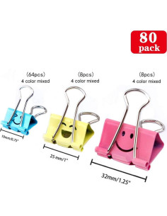 80 Clips de Binder Limque de Colores Variados para Oficina 2
