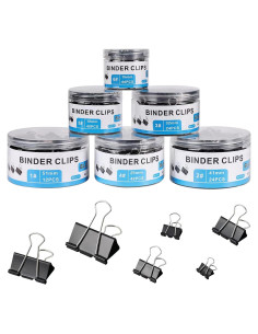 208 Clips de Carpeta de Metal EFOK en 6 Tamaños Negros