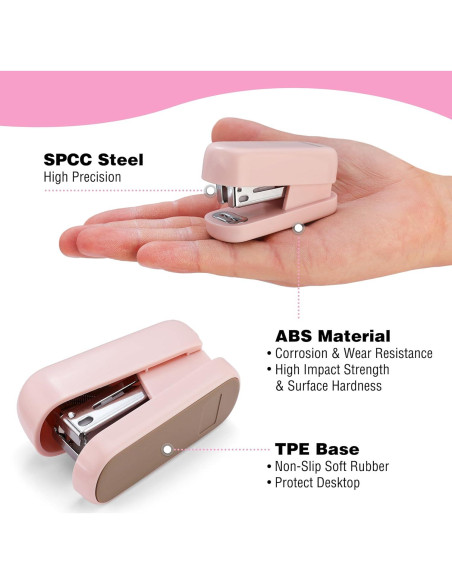 Grapadora Mini Rosa WORKPRO con 2000 Grapas y Quitagrapas Grapadora Mini Rosa WORKPRO con 2000 Grapas y Quitagrapas