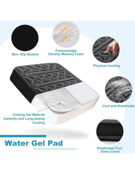 Cojín de Gel y Espuma de Memoria Haoiena 50x45 cm Negro Cojín de Gel y Espuma de Memoria Haoiena 50x45 cm Negro