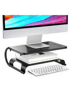 Soporte Elevador de Monitor WALI STT001B Metal Negro 20kg