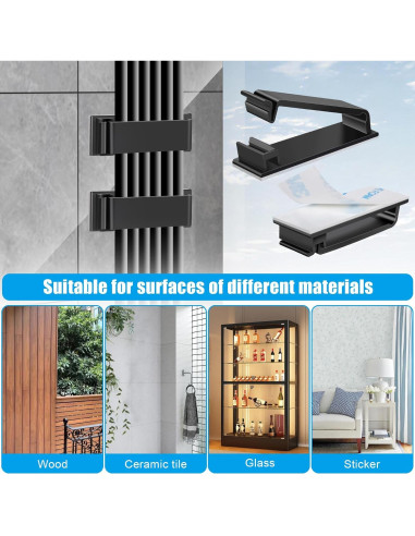 Clips de Cable Autoadhesivos XHF 50 PCS Negro para Gestión