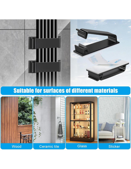 Clips de Cable Autoadhesivos XHF 50 PCS Negro para Gestión