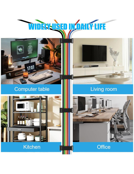 Clips de Cable Autoadhesivos XHF 50 PCS Negro para Gestión