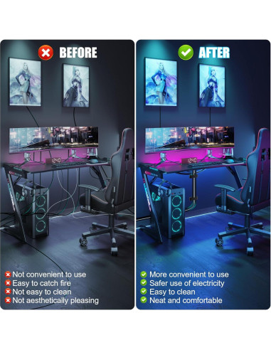 Clips de Cable Autoadhesivos XHF 50 PCS Negro para Gestión