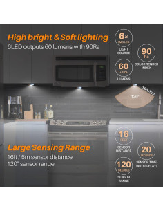 Luz LED con Sensor de Movimiento 6 Pack 7cm Blanco Frío 2