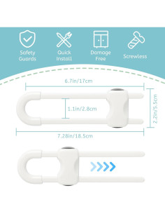 Cerraduras de Seguridad para Gabinetes U Lock 6 Piezas Blancas 2