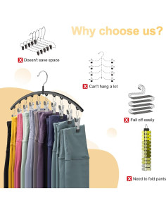 Organizador de Leggings Volnamal 2 Piezas Negro con 10 Clips 2