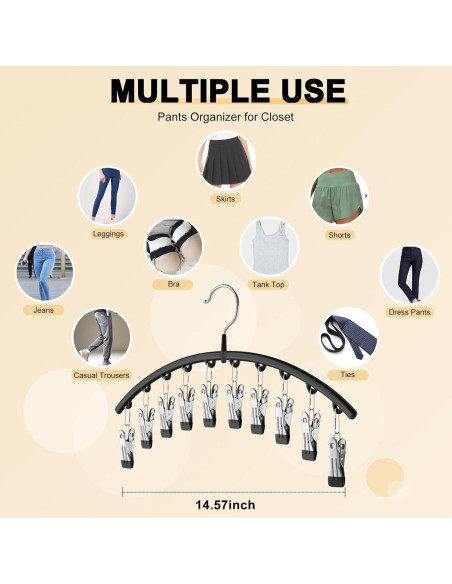 Organizador de Leggings Volnamal 2 Piezas Negro con 10 Clips