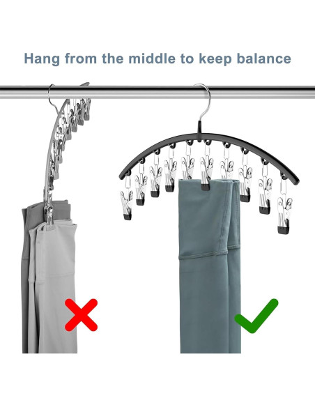 Organizador de Leggings Volnamal 2 Piezas Negro con 10 Clips