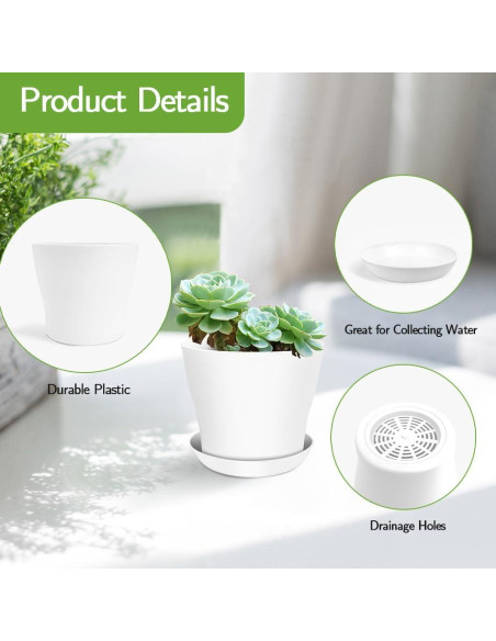 Paquete de 16 macetas blancas Slergut 9.7 cm con drenaje