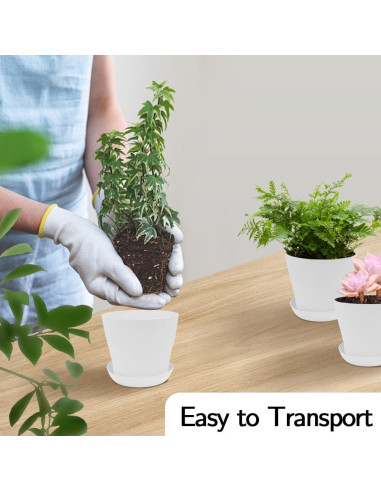 Paquete de 16 macetas blancas Slergut 9.7 cm con drenaje