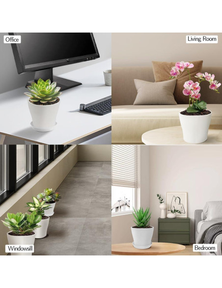 Paquete de 16 macetas blancas Slergut 9.7 cm con drenaje