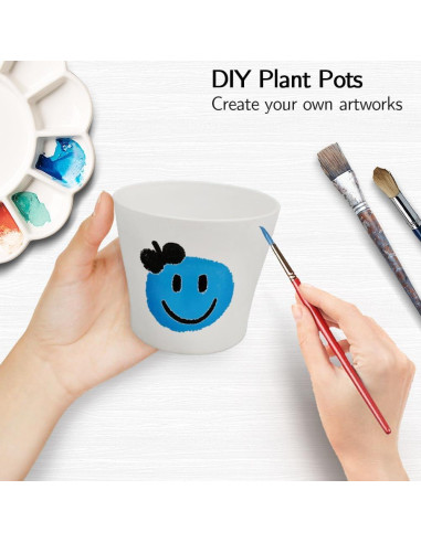 Paquete de 16 macetas blancas Slergut 9.7 cm con drenaje