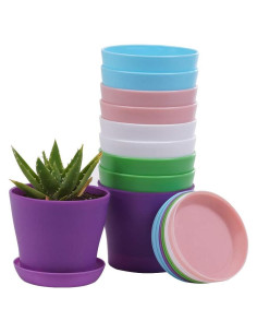 Macetas de Plástico TDHDIKE 10 Pcs con Drenaje 9.7 cm