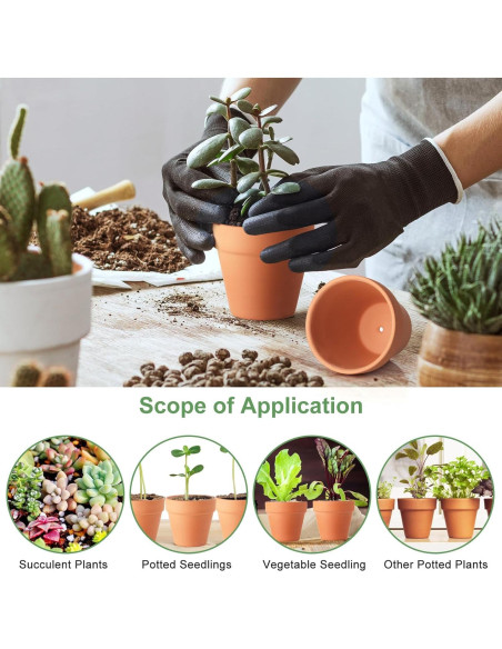 Macetas de Terracota Baxrou 7.62 cm Paquete de 24 con Drenaje Macetas de Terracota Baxrou 7.62 cm Paquete de 24 con Drenaje