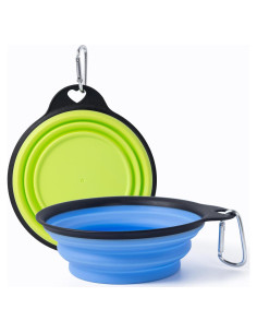 Cuencos Plegables para Perros SLSON 2Pack 380ml Verde y Azul