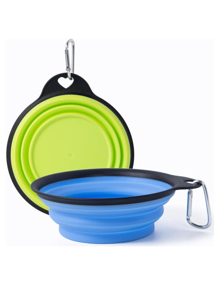 Cuencos Plegables para Perros SLSON 2Pack 380ml Verde y Azul