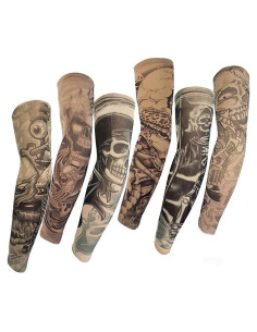 Mangas de Tatuaje Temporal Pinkiou Unisex - 6 Pcs, Protección Solar