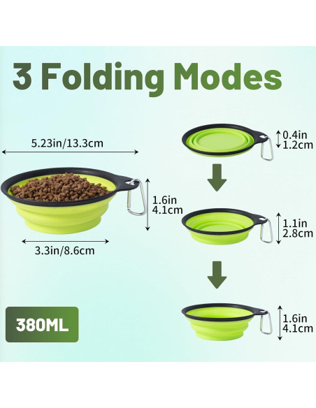 Cuencos Plegables para Perros SLSON 2Pack 380ml Verde y Azul