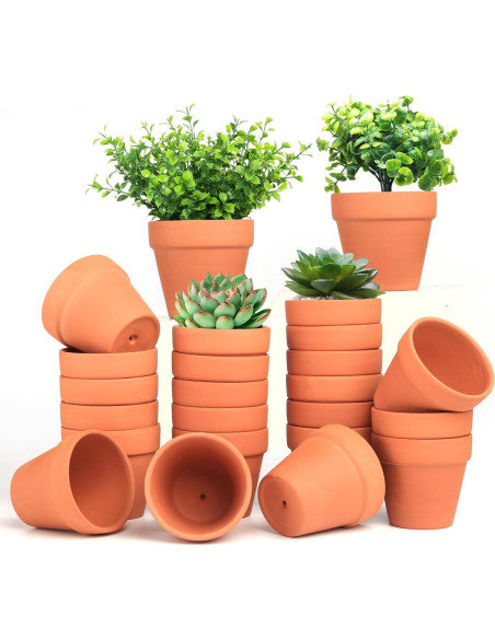 Macetas de Terracota Baxrou 7.62 cm Paquete de 24 con Drenaje Macetas de Terracota Baxrou 7.62 cm Paquete de 24 con Drenaje