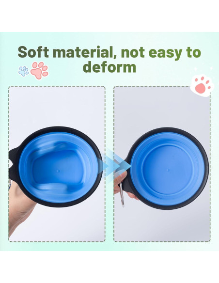 Cuencos Plegables para Perros SLSON 2Pack 380ml Verde y Azul