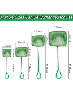 Paquete de 4 Redes de Acuario PHITUODA Nylon Verde 7.62-15.24cm 2