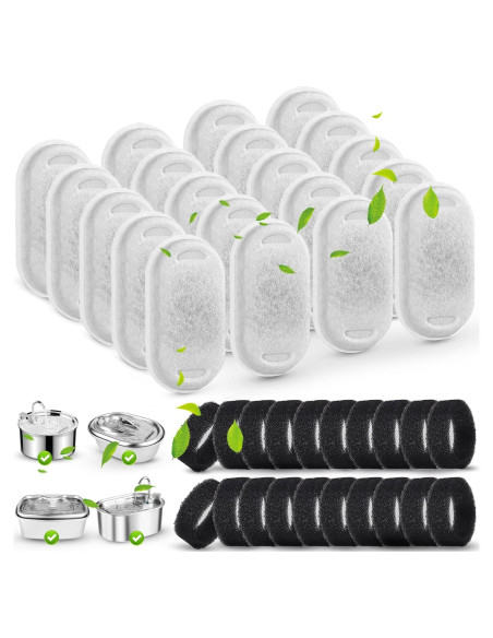 Filtros de agua para gatos SORON - 20 unidades + 20 esponjas
