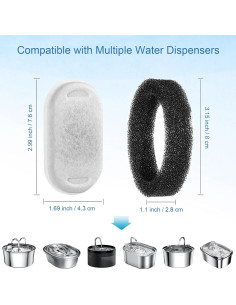Filtros de agua para gatos SORON - 20 unidades + 20 esponjas 2