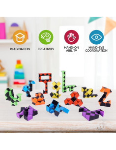 Ganowo 18 Cubos de Serpiente Fidget para Niños - Juguete Sensorial 2