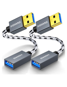 Cable de Extensión USB 3.0 SNANSHI 30cm 2Pack Nylon Trenzado