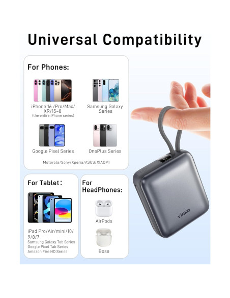 Cargador Portátil 10000mAh Carga Rápida 22.5W USB-C Gris Cargador Portátil 10000mAh Carga Rápida 22.5W USB-C Gris