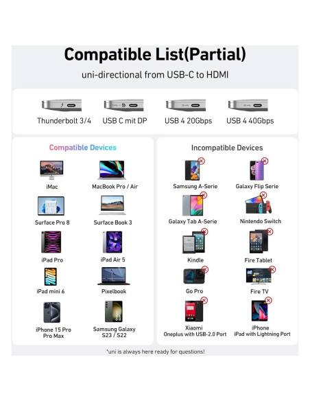 Adaptador USB-C a HDMI uni 4K 60Hz para MacBook y más