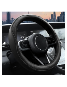 Funda de Volante Ouzorp Negra Cuero Microfibra 37-39 cm