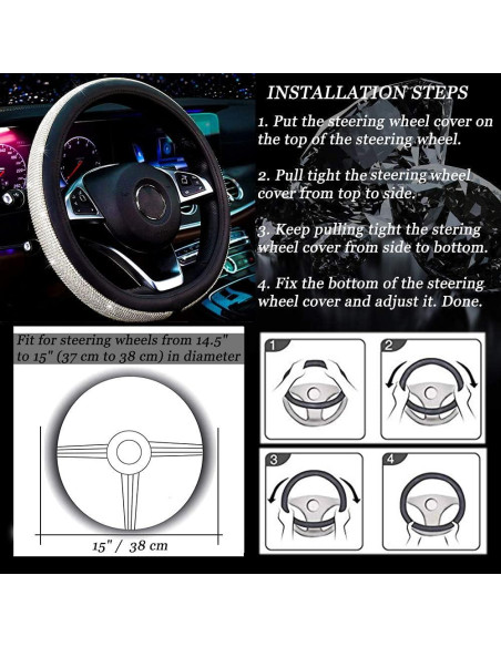 Cubierta de Volante de Cuero PU ChuLian 37-38 cm Brillante