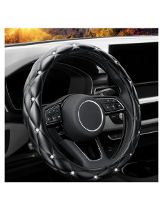 Funda de Volante de Cuero YOGURTCK Antideslizante 37-38 cm Negro