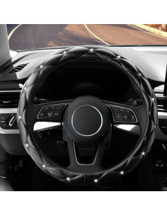 Funda de Volante de Cuero YOGURTCK Antideslizante 37-38 cm Negro 2