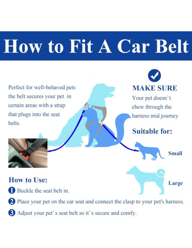 Cinturón de Seguridad para Perros Tongsiqi Ajustable 50-80cm