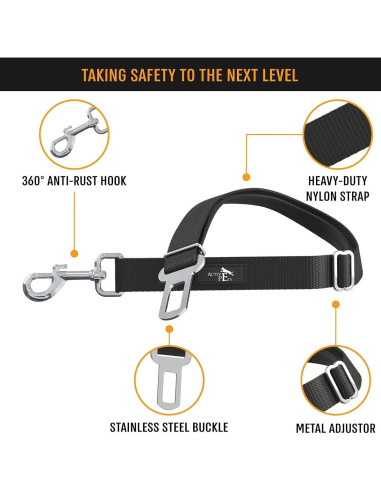 Arnés de Cinturón de Seguridad para Perros Active Pets Negro